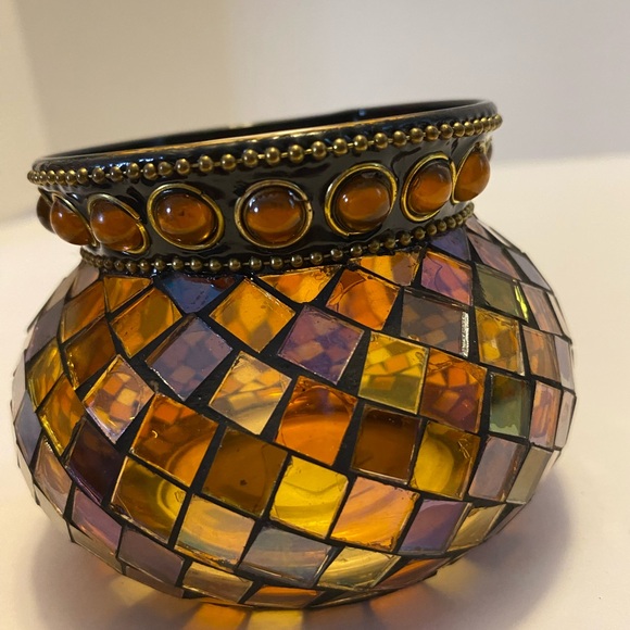 PartyLite Global Fusion Votive Holder P8367 Mosaic Tile Glass Tealight Retired - Picture 9 of 13